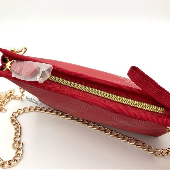 🆕 Burberry Beauty Cosmetic Pouch to Crossbody Bag, Dark Red, Nova Check, New - Picture 9 of 14